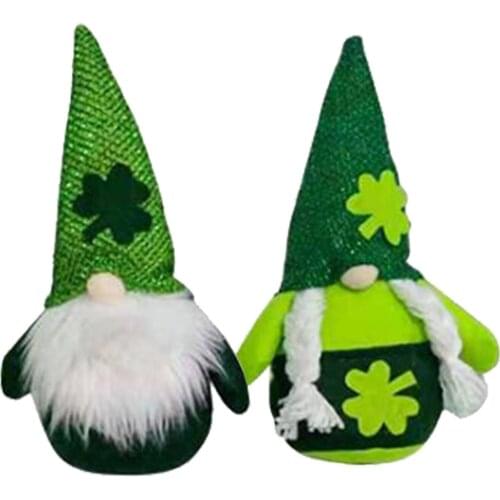 Green Shamrock Faceless Doll Toy Plush Doll Toy St. Patricks Day Ornaments Lrish For Kids Gift Festive Faceless Doll Toys #L