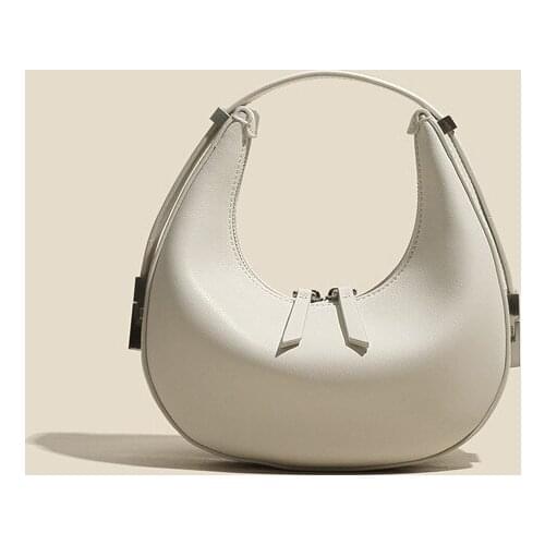 Crescent Bag Underarm Bag One-shoulder Hand Bag Korean Version of Retro Cowhide Small Round Bag Handbag Womens Bag