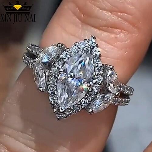 Flower Promise Ring 925 Anillos Silver Marquise Cut AAAAA Cz Engagement Wedding Band Rings For Women Bridal Diamond Jewelry