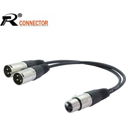 10PCS/lot Y Type XLR Balanced Cable 3 Pin XLR 2 Male to 1 Female Microphone Extension Cable for Audio Mixer Amplifiers 0.3M 1FT