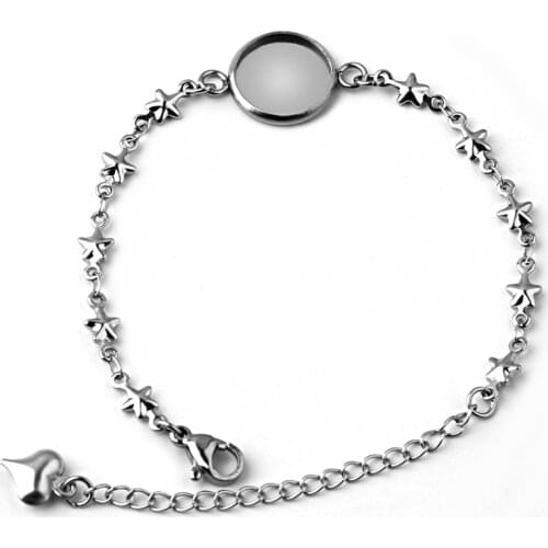 2pcs AliExpress New Pure Stainless Steel Stars DIY 12MM / 14MM / 16MM / 18MM / 20MM Bracelet Tray Accessories