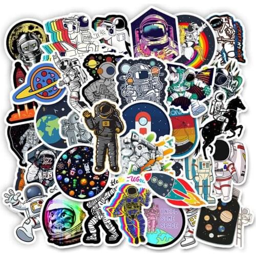 50PCS Outer Space Stickers Pack Astronaut Cool For On The Laptop Fridge Phone Skateboard Travel Suitcase luggage Sticker
