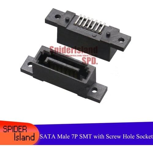 500pcs SATA 7P Male Connector All-Inclusive Vertical SMT with Positioning Screw Hole Connector Socket for DIY Weld Slot