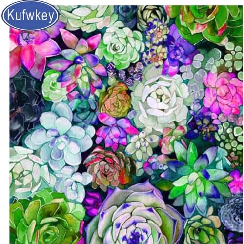 Succulent Plants Diamond Embroidery Full round square drill Crystal beads 5d Diy diamond painting color Cactus Mosaic art