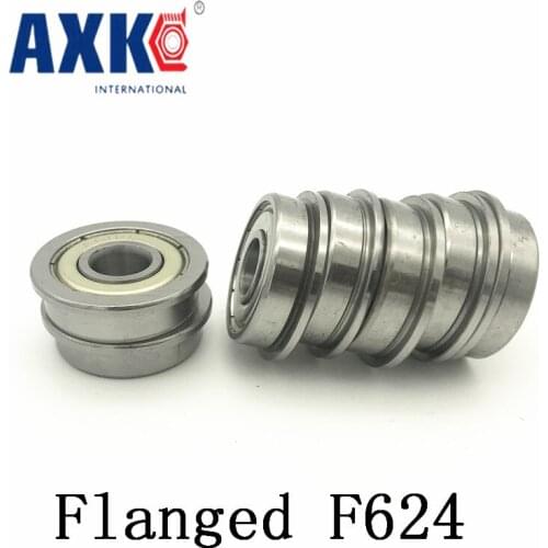 Axk 10 Pcs F624zz Flange Bearing 4x13x5 Mm Abec-5 F624 Z Zz Flanged Ball Bearings 4*13*5mm