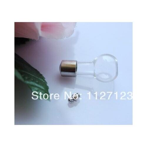 Free ship!!!20sets of 28x16mm Flat ball Wishing Bottle pendant/glass vial pendant +Twist wire metal cap