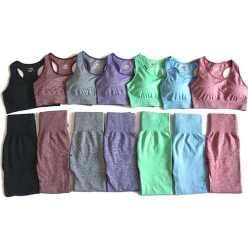 2PCS Seamless Yoga Suits Women Energy Gym Fitness Clothing High Waist Leggings Bra Yoga Sets Training Sport Running Sportswear