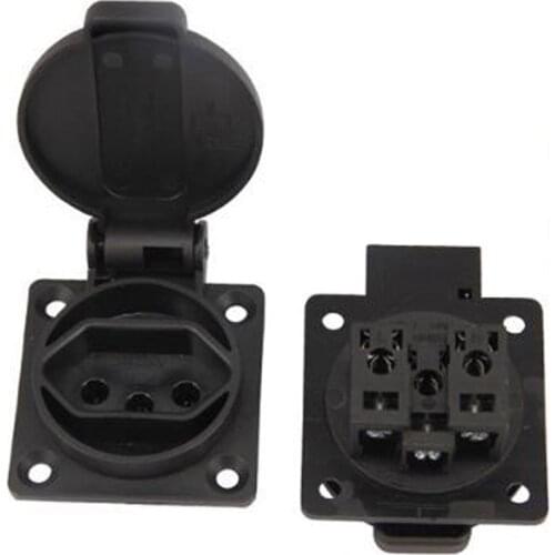 Black PA66 Copper IP54 20A 250V 3P+E Brazilian waterproof socket industrial AC Power Socket for lighting electrical equipment