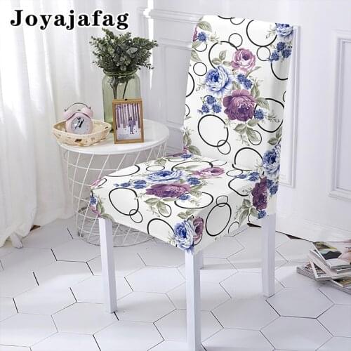Purple Flowers Stretch Chair Cover For Office Banquet Chairs Protector Washable Elastic Armless Seat Covers Universal Sizes