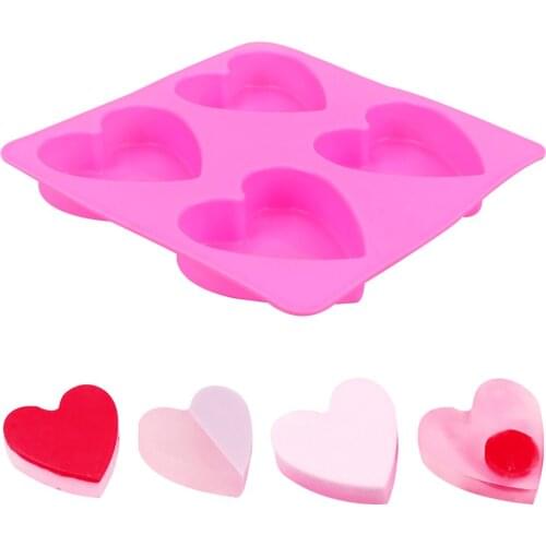 HOOMIN 4 Hole Heart Style 3D Cake Mold Cupcake Jelly Candy Baking Tool Fondant Tool Party Supply Chocolate Decoration