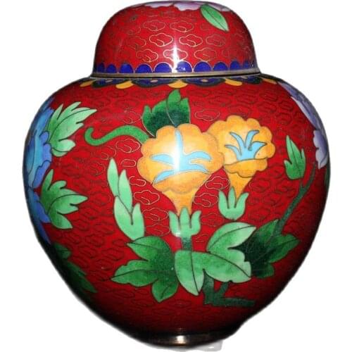 Chinese old craft cloisonne Painted storage jar Storage tank Decoration