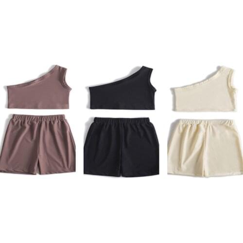 Baby girl clothes set Kids Ruffle Sleeve Tank Top and Skirt Outfits for Girl Clothing kids yoga set