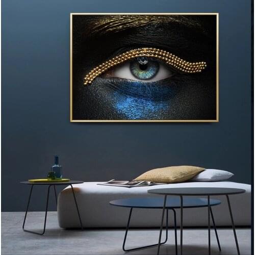Beauty Blue Eye With Jewelry Canvas Paintings Wall Art Posters and Prints Modern Home Decoration Picture For Livng Room Cuadros