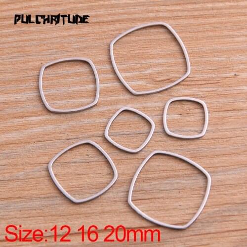 PULCHRITUDE 20Pcs 3Size Square Charm Stainless Steel Pendant Open Bezel Hollow Pressed Resin Frame Mold Bezel DIY Jewelry Making