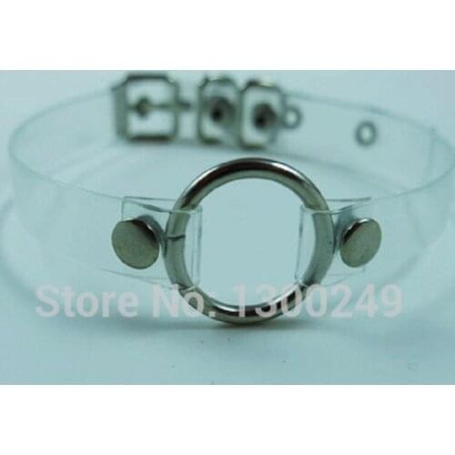 Sexy Fashion Harajuku Hot Dark O-round Rivet Necklaces Clear Leather handmade punk Choker Rock Collar Punk Goth free shipping