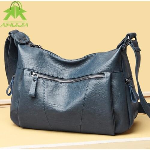 Fashion Womens Simplicity High Capacity Shoulder Bags Solid Color Messenger Bag New High Quality Pu Leather Travel Women Handbag