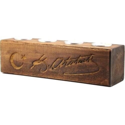 Turcowood Mustafa Kemal Ataturk Natural Wooden candle Holder candle and candlestick свеча и подсвечник vela y candelero