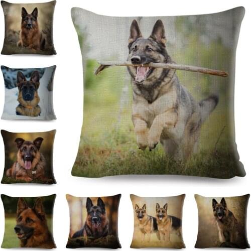 Decor Pet Dog Animal Pillow Case Covers German Shepherd Cushion Cover for Sofa Home Chidren Room Linen Pillowcase 45*45cm