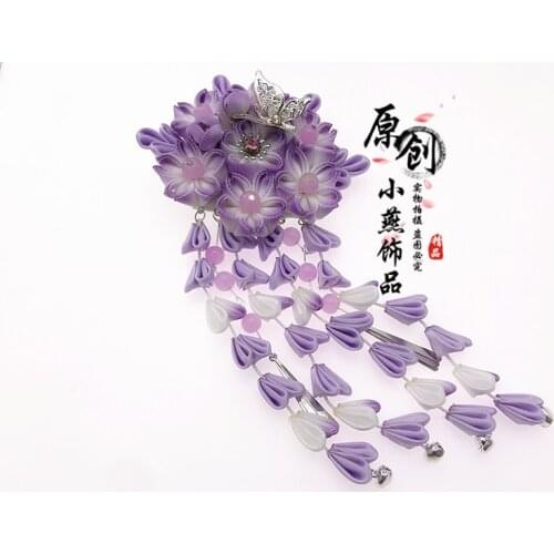 NEW Japanese style fine work hair ornaments cherry blossom tassels kimono hanfu headdress red Headdress Flower Tassel Hairpin