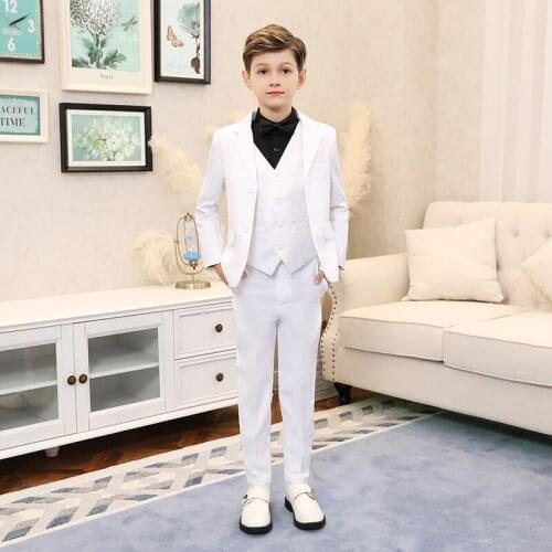 Top Quality Boys Formal Suit Ceremony Wedding Campus Student Tuxedo Dress Gentleman Kids Costume Childrens Blazer Clothing Set