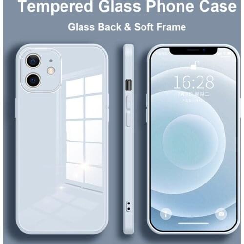 Funda de teléfono de vidrio templado líquido Original, carcasa trasera a prueba de golpes para iPhone 12 11 Pro Max X XR XS Max