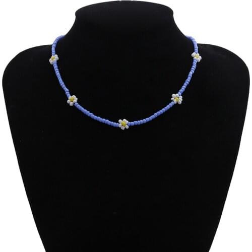 Bohemian Bead Flower Choker Necklace Collar Clavicle Chain Necklace Jewelry Gift