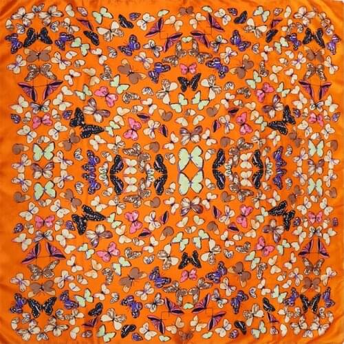100% Silk Scarf Women Scarf Butterfly Hijab Scarf Silk Bandana 2019 Top Silk Wrap Middle Square Silk Scarf Hot Gift for Lady