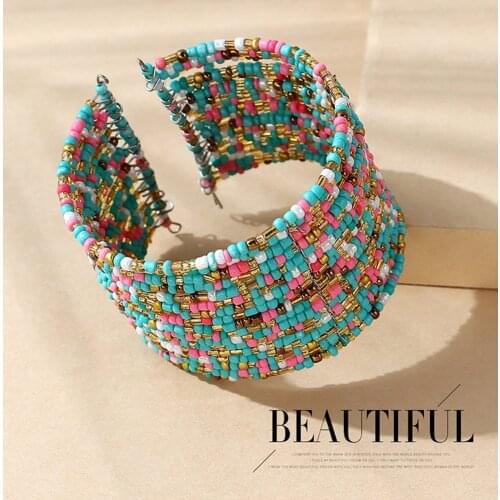 Bohemia Handmade Diy Woven Bracelet Beads Exquisite Opening Bracelets Bangle For Women Beach Fashion Jewelry Friends Bijoux Gift