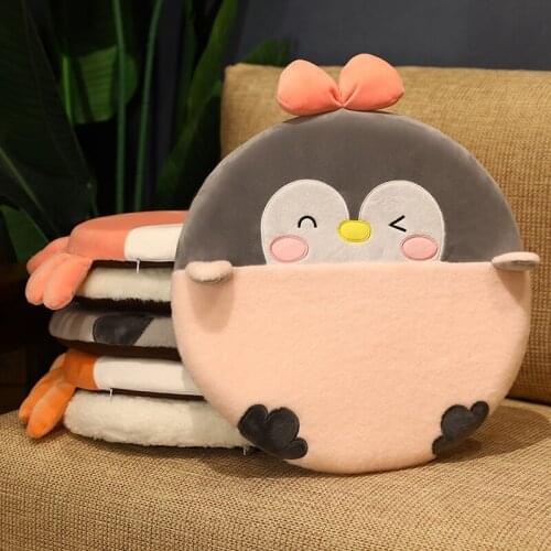 40cm Kawaii Japanese Penguin Plush Toy Soft Cartoon Animal Crab Panda Sheep Stuffed Pillow Chair Cushion Home Decoration Gift