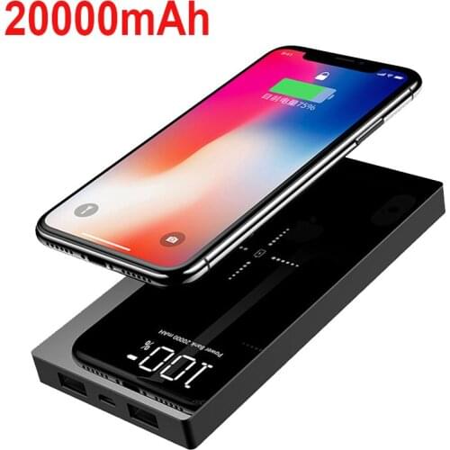 For Xiaomi Power Bank 20000mAh Portable Charger Dual USB Mi External Battery Bank Wireless Charger Power bank for Mobile Phones