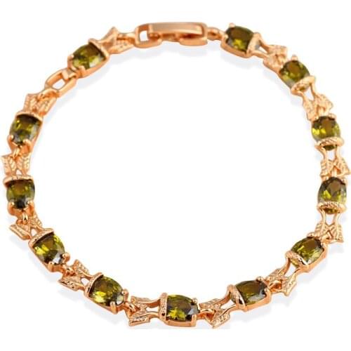 Excellent Quality Peridot Brand Designer Appealing Charm Bracelets for Women Gold tone Crystal Fashion Jewelry TB1035A