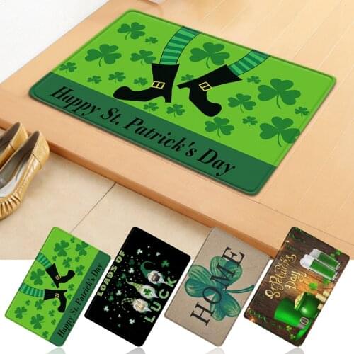 More Style St. Patrick Day Doormat Clover Printed Non Slip Front Door Rug Carpet Porch Carpet Home Decoration Holiday Carpet