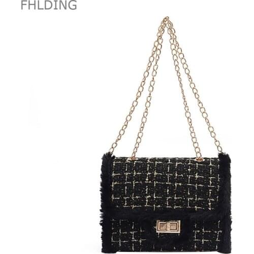 New Luxury Handbags Women Bags Designer Plush Wool Bag Tide Chain Single Shoulder Small Square Handbags Sac Femme De Marque Luxe