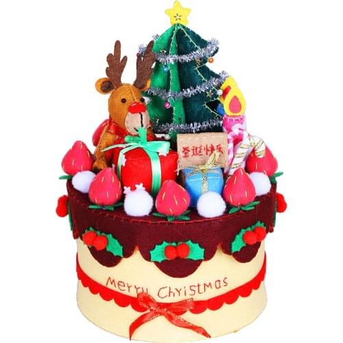 Felt Christmas Cake, DIY Christmas Cake Collection Box Ornaments for Kids Xmas Gifts Home Door Room Decoration