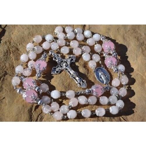 Heirloom Pink Rose Quartz Catholic Rosary