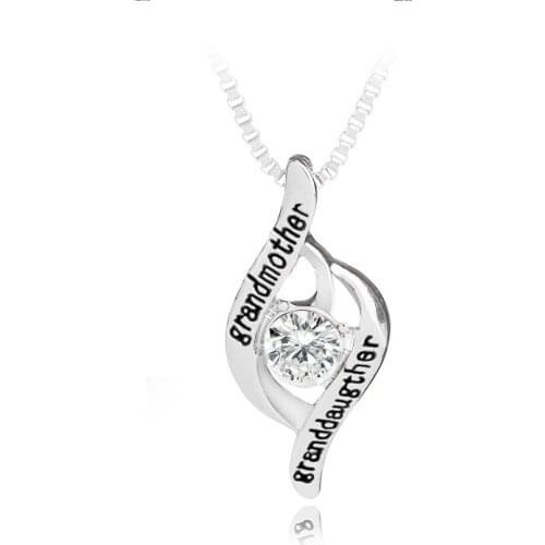 Silver Color Rhinestone Carving Letters Grandmother Granddaughter Necklace Gift Fashion Women Jewelry Elegant NANA Gift 2019