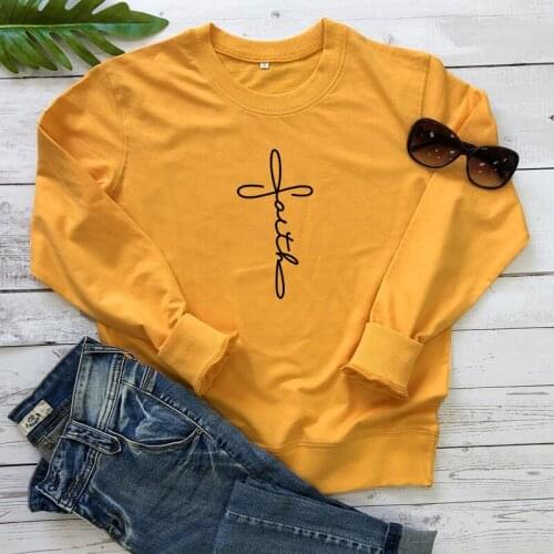 Cross Faith Sweatshirt Unisex Women Scripture Christian Bible Pullovers Casual Long Sleeve Graphic Jumper Sweatshirts Drop Ship