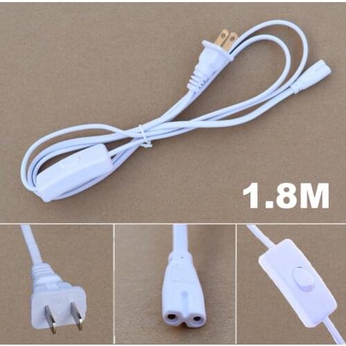 T8 T5 2PIN Integrated Lamp Tube Connector 6FT 1.8M Plug Connection Line with Switch Power Supply Line