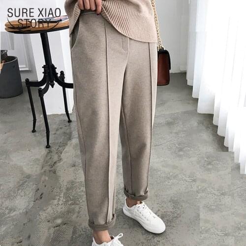 Warm Pants Women Pencil Pants 2021 Autumn Winter Plus Size Thicken OL Style Wool Female Pants Loose Lady Trousers Capris 6648 50