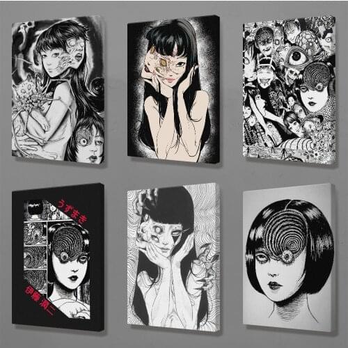 Tomie Scary Horror Art Manga Decoration Prints Home Decor Canvas Dorm Living Room Bedroom Painting Wall Art Poster