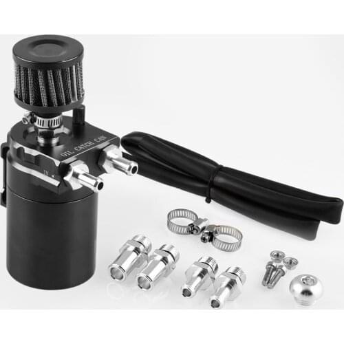 Universal Baffled Car Aluminum Oil Catch Tank Can Reservoir Breather Air Filter System Fuel Tank Automobiles Replacement Parts