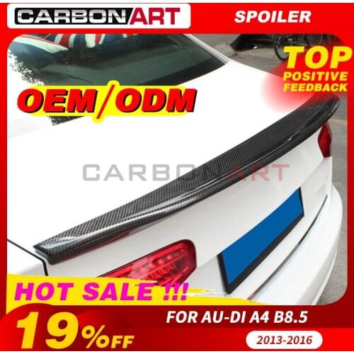 Rear spoiler For AU-DI A4 Carbon Fiber Rear Trunk Spoiler Bootlid Spoiler 2013-2016 Car Styling rear spoiler For AU-DI A4