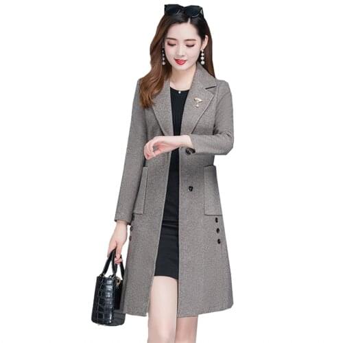 High quality womens windbreaker coat medium long plus size womens 2020 new tide autumn winter overcoat Korean loose thick