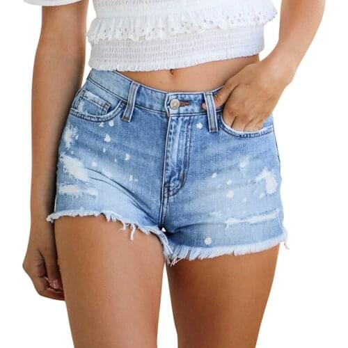 Plus Size Women Shorts Casual Mid Waist Cotton Jean Short Fashion Sexy Button Pockets Tassel Denim Shorts 2019