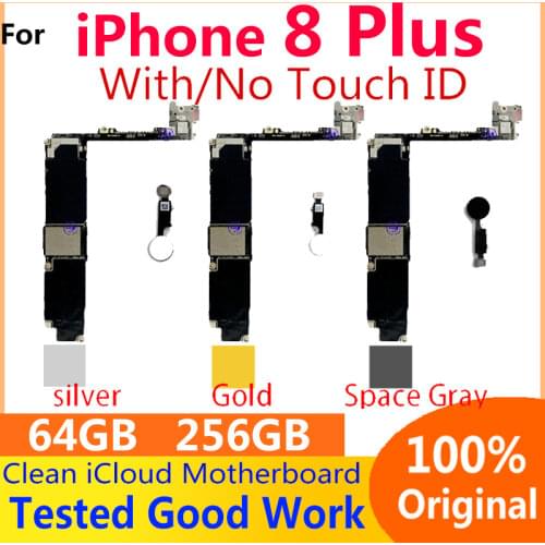 100%Original For iPhone 8 Plus Motherboard With/Without Touch ID 64GB 256GB Motherboard iphone8 Logic Board Unlocked tester