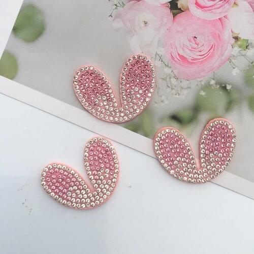 15pcs Cute Rhinestone Rabbit Ear Applique For DIY Clothes Hat Headwear Hair Clips Decoration Patches