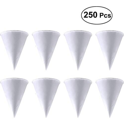 250PCS 3.7oz Disposable Cone Water Cups Paper Funnel Cups Snow Cone Cups - White