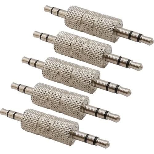 5Pcs/lot Metal 3.5 mm Stereo Male Plug to 3.5mm Male Plug Straight Audio Headphone Adapter Connector