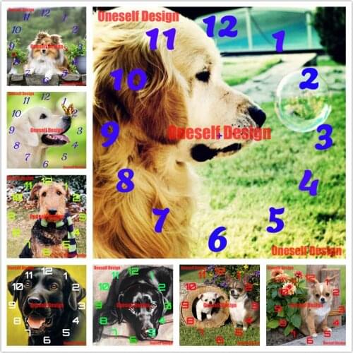 5d diamond painting clock animal dog diamond embroidery clock rhinestone pictures decoration home diamond art kit diy frame
