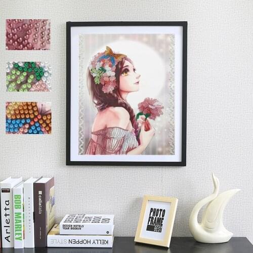 5D DIY Painting for Home Flower Fairy Partial Drill Special Shaped Crystal Rhinestone Women Diamond Art Kits for Home Wall Decor